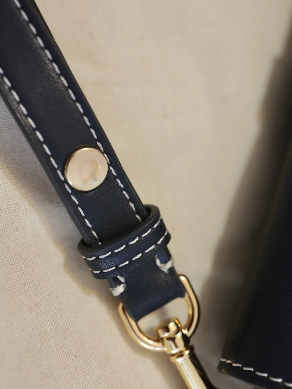 Tory Burch Navy & Beige Crossbody Bag with Gold Buckle
